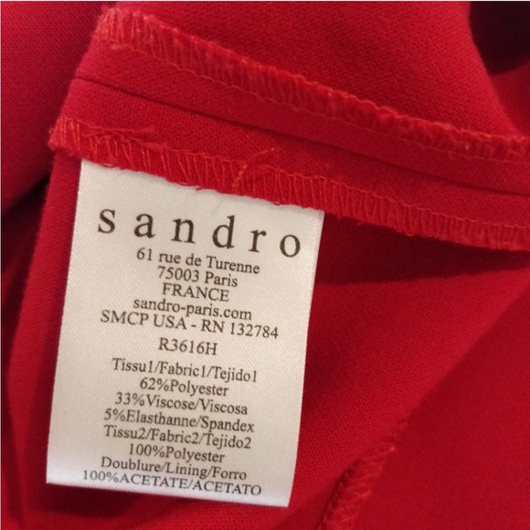 Sandro Red Mini Dress with sheer back XS - Picture 6 of 6